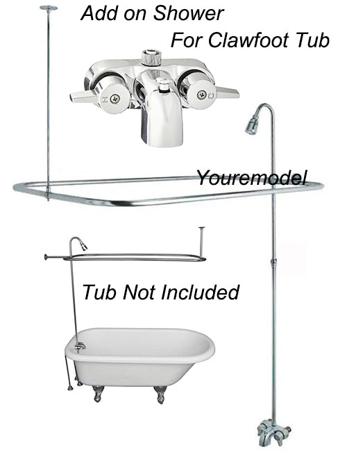 Add A Shower Set Claw foot Clawfoot Tub Faucet Riser & Shower Rod Surround