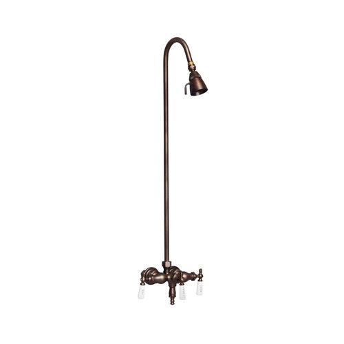 Tub Diverter Faucet Old Style Spigot in Oil Rubbed Bronze with Riser and Shower Head