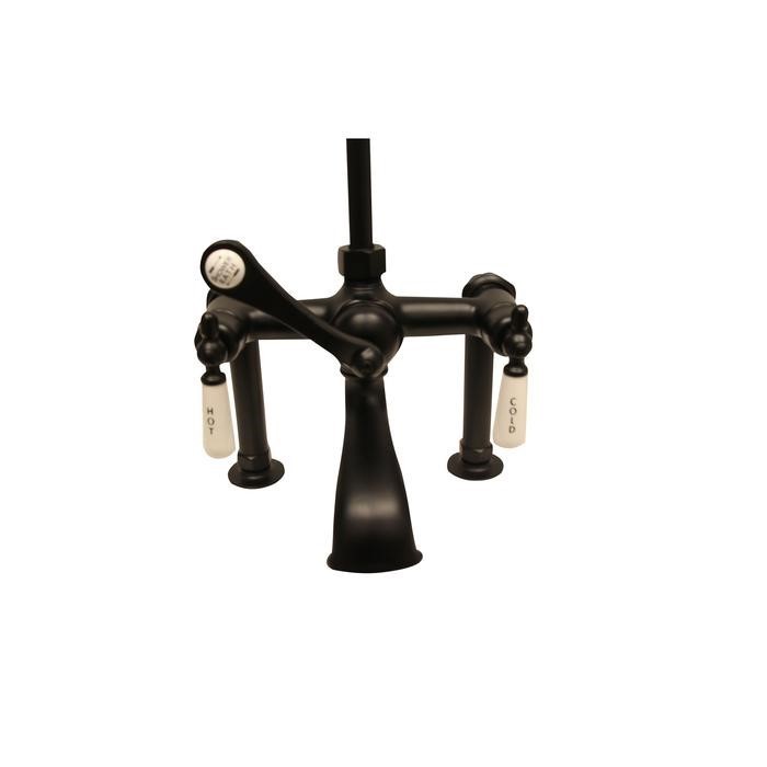 Wide Spout Tub Rim Faucet & Riser with Lever Handles in Matte Black