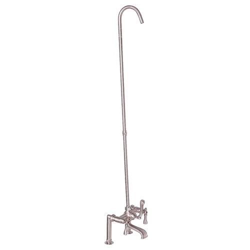 Tub Rim Mount Diverter Faucet with Lever Handles & 62" Riser in Brushed Nickel