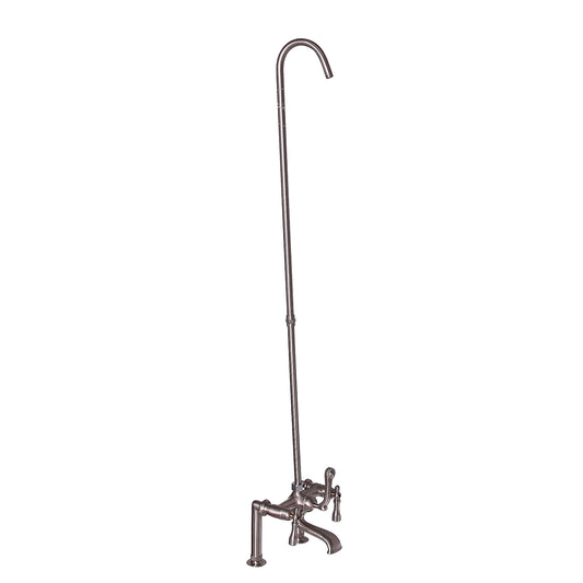Tub Rim Mount Diverter Faucet with Finial Lever Handles & 62" Riser in Brushed Nickel