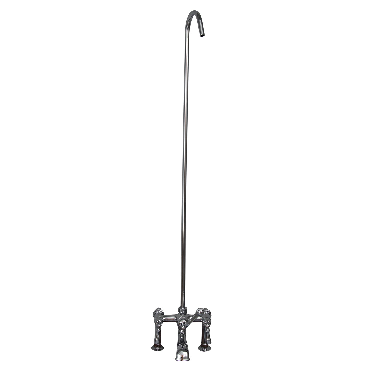 Tub Rim Mount Diverter Faucet with Finial Lever Handles & 62" Riser in Chrome