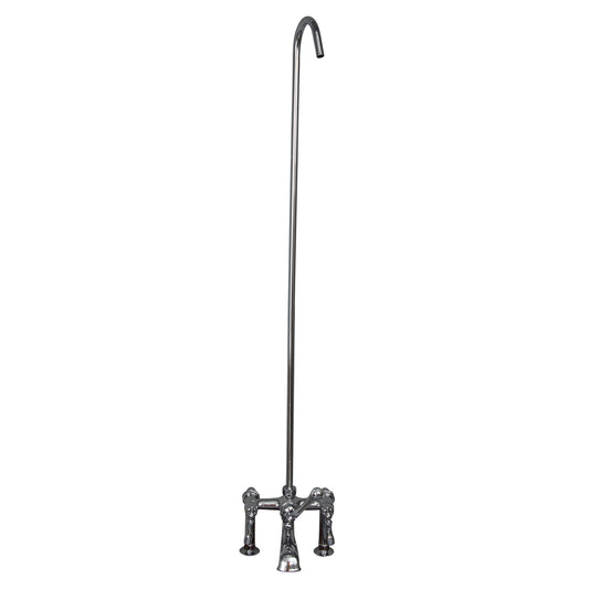 Tub Rim Mount Diverter Faucet with Finial Lever Handles & 62" Riser in Chrome