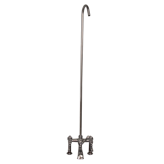Tub Rim Mount Diverter Faucet with Finial Lever Handles & 62" Riser in Polished Nickel