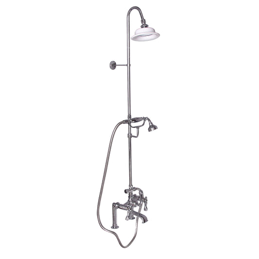 Tub Faucet Kit with 62" Riser, Shower Head, Hand Shower, Lever Handles in Chrome