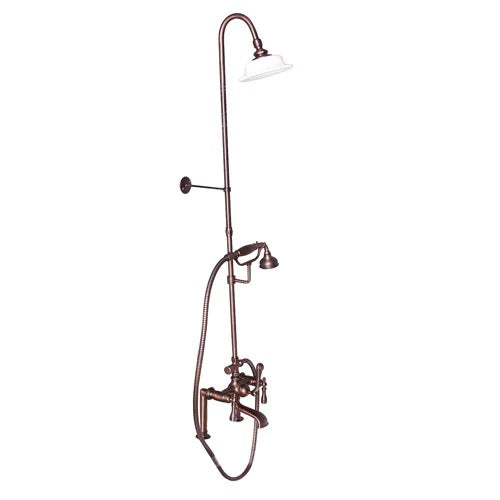 Tub Faucet Kit with 62" Riser, Shower Head, Hand Shower, Lever Handles in Oil Rubbed Bronze