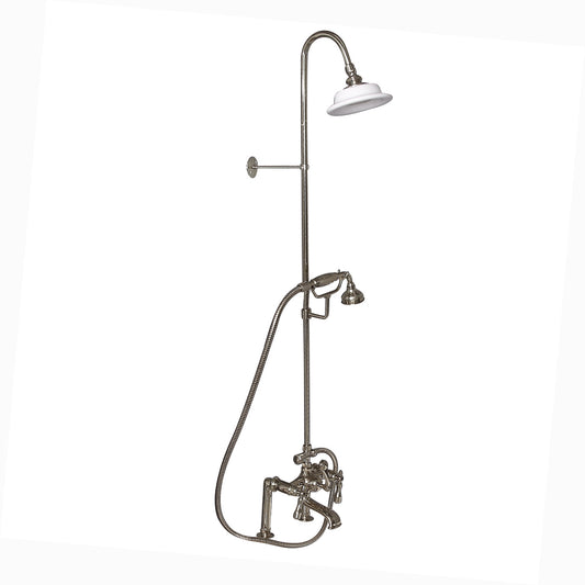 Tub Faucet Kit with 62" Riser, Shower Head, Hand Shower, Lever Handles in Polished Nickel