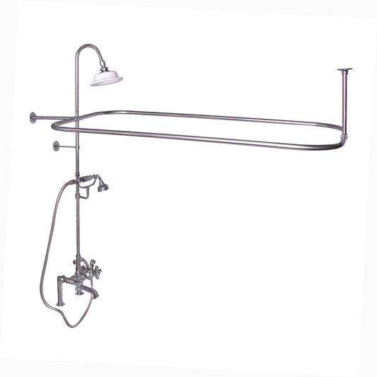 Complete Faucet & Shower Kit for Freestanding Tub 48" x 24" Rod, Cross Handle, Chrome