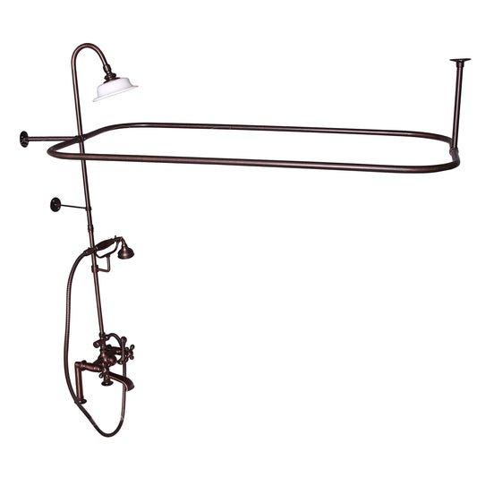 Complete Faucet & Shower Kit for Freestanding Tub 48" x 24" Rod, Cross Handle, Oil Rubbed Bronze