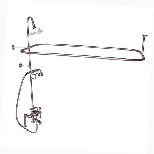 Complete Faucet & Shower Kit for Freestanding Tub 48" x 24" Rod, Lever Handle, Brushed Nickel