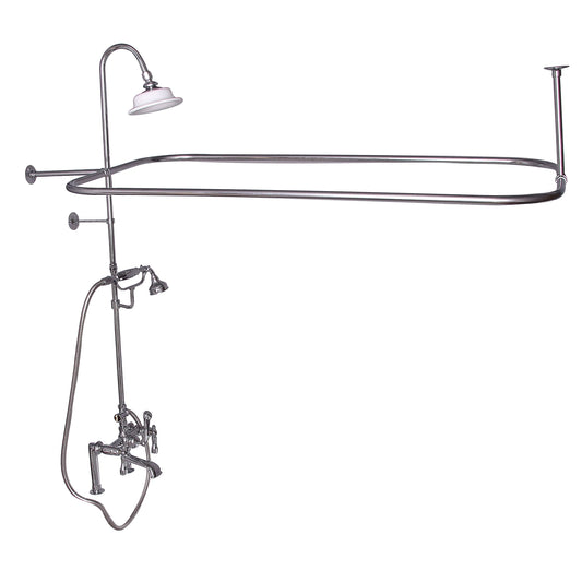 Complete Faucet & Shower Kit for Freestanding Tub 48" x 24" Rod, Lever Handle, Chrome