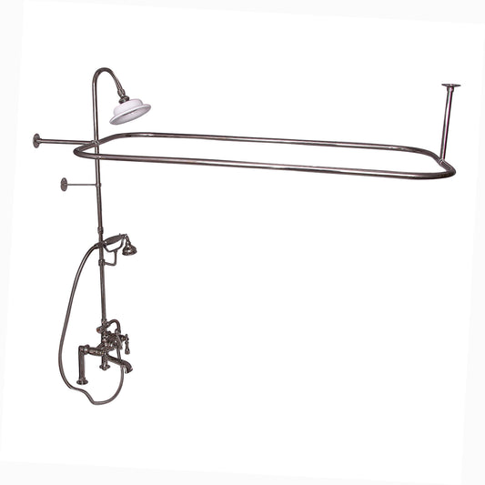 Complete Faucet & Shower Kit for Freestanding Tub 48" x 24" Rod, Lever Handle, Polished Nickel