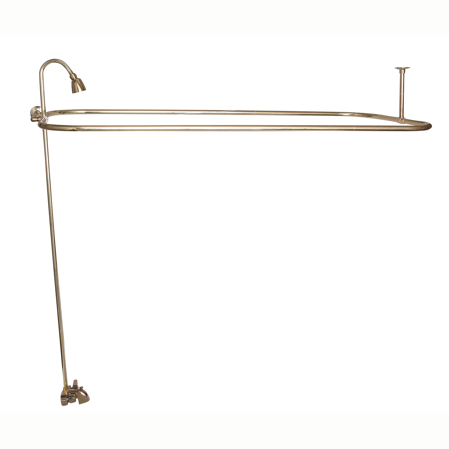 Basic Tub Faucet Kit with 48" x 24" Rod & Shower Head in Polished Brass