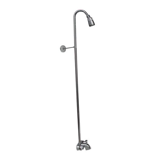 Two-Handle Basic Tub Faucet with 62" Riser & Shower Head in Polished Chrome