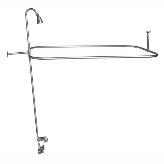Tub Wall Mount Faucet with 48" x 24" Curtain Rod & Shower Head in Brushed Nickel