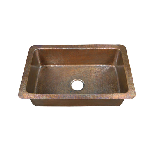 Rhodes 32" Single Bowl Hammered Copper Drop-In Kitchen Sink