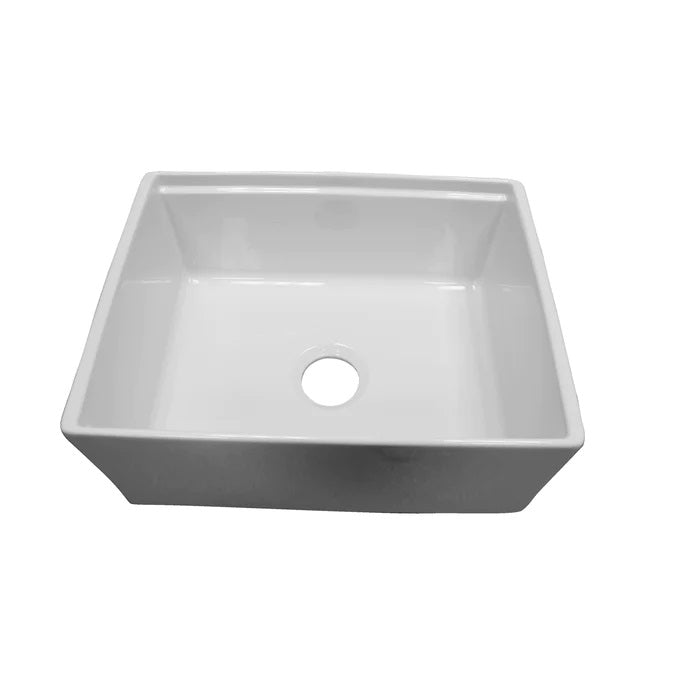 Crofton 30" Single Bowl Apron Sink with Ledge Plain Front White