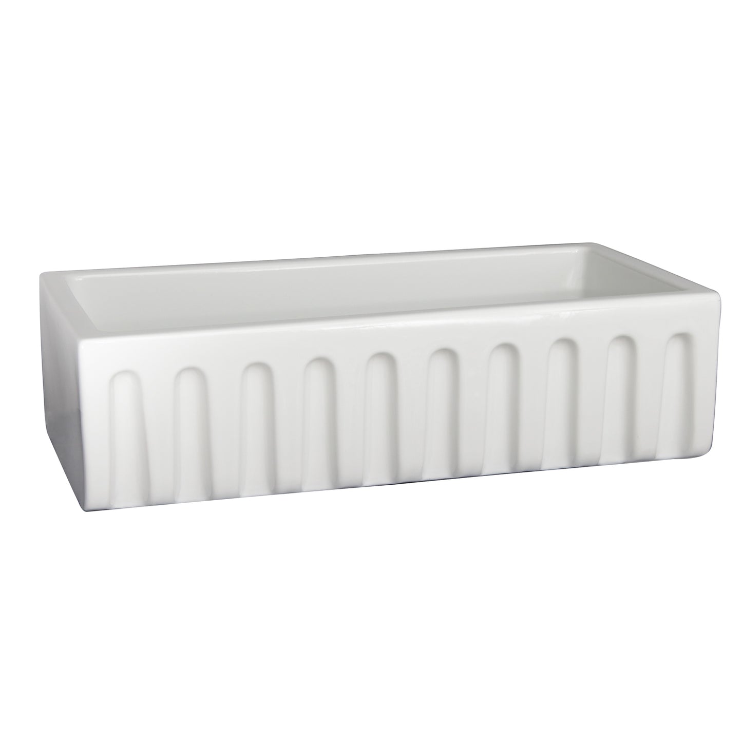 Hillary 36" Single Bowl Fluted-Front Apron Kitchen Sink in White