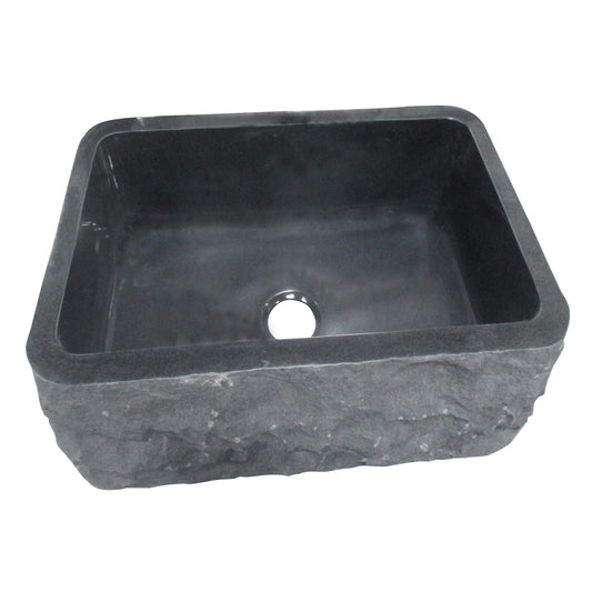 Birgitta 24" Granite Single Bowl Apron Kitchen Sink Chiseled Front