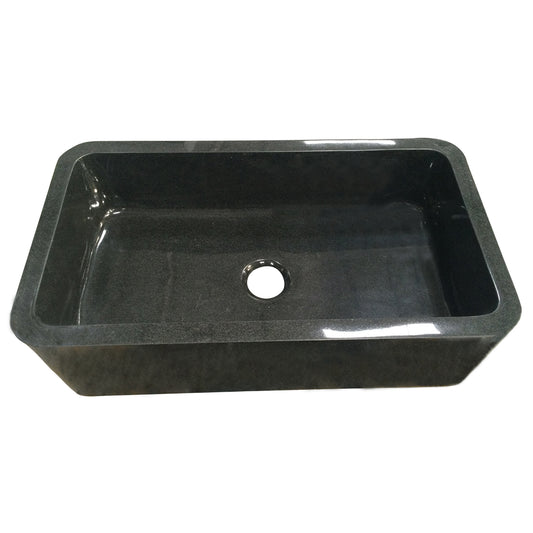 Acantha 36" Polished Black Granite Single Bowl Apron Front Kitchen Sink