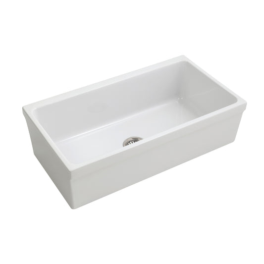 Hinton 36" Single Bowl Fireclay Apron Kitchen Sink in White