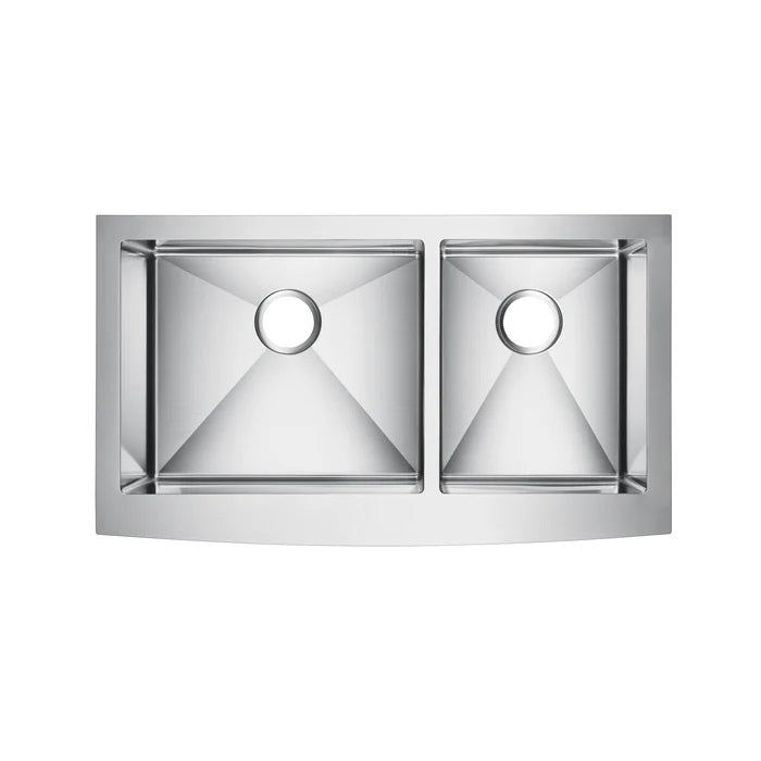 Damita 33" Stainless Steel 60/40 Double Bowl Apron Sink
