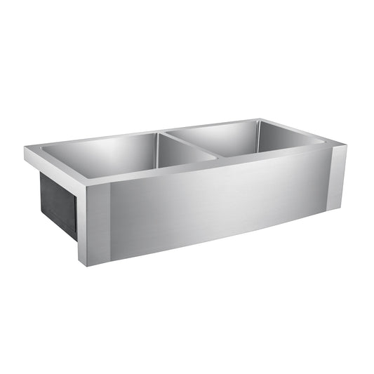 Dominic 42" Stainless Steel Double Bowl Bevelled Front Apron Sink
