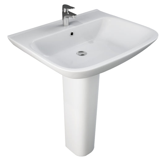 Eden 650 Pedestal Bathroom Sink White for 1-Hole Faucet