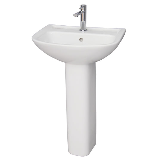 Lara 510 Pedestal Bathroom Sink White for 1-Hole Faucet