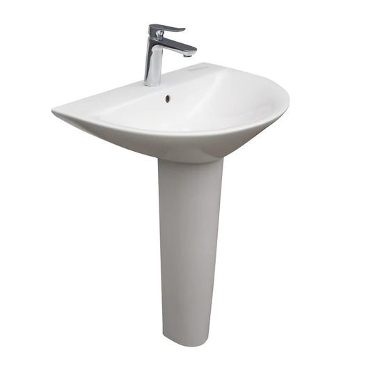Morning 650 Pedestal Bathroom Sink White for 1-Hole Faucet