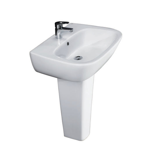 Elena 500 Pedestal Bathroom Sink White for 1-Hole Faucet
