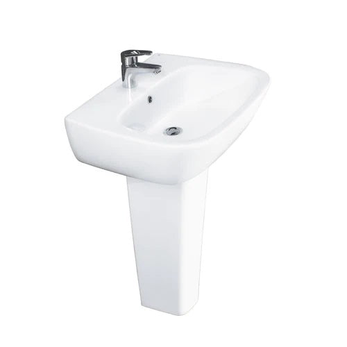 Elena 500 Pedestal Bathroom Sink White for 4" Centerset