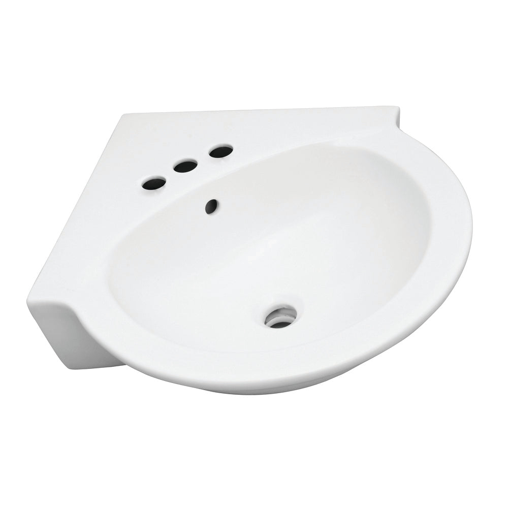 Evolution Corner Pedestal Bathroom Sink White for 4" Centerset