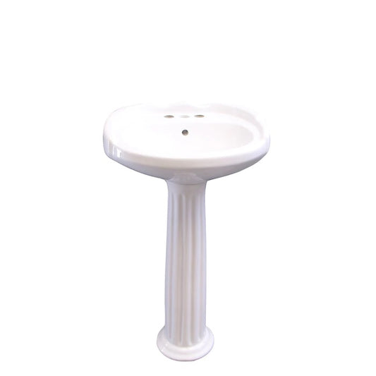 Silvi 20" Pedestal Bathroom Sink White for 4" Centerset