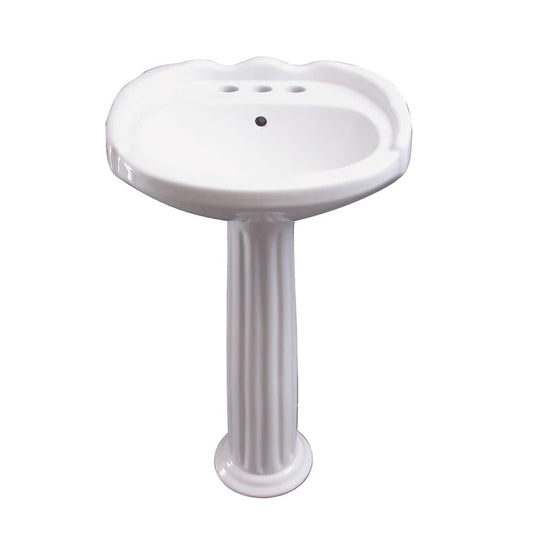 Silvi 20" Pedestal Bathroom Sink White for 6" Mink Widespread