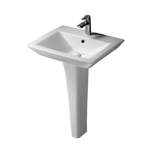 Opulence 23" Rectangular Pedestal Bathroom Sink White for 1-Hole Faucet