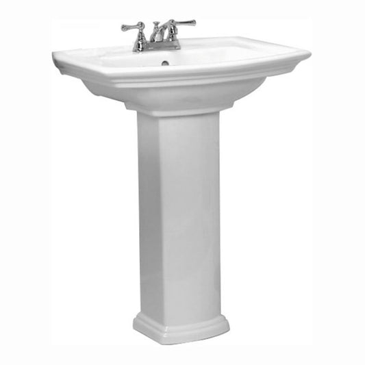 Washington 650 Pedestal Bathroom Sink White for 4" Centerset