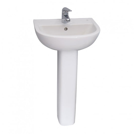 Compact 500 Pedestal Bathroom Sink White for 4" Centerset