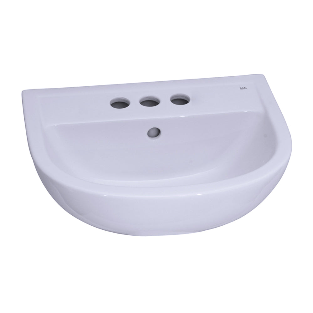Compact 450 Pedestal Bathroom Sink White for 4" Centerset
