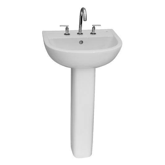 Compact 545 Pedestal Bathroom Sink White for 6" Mink Widespread