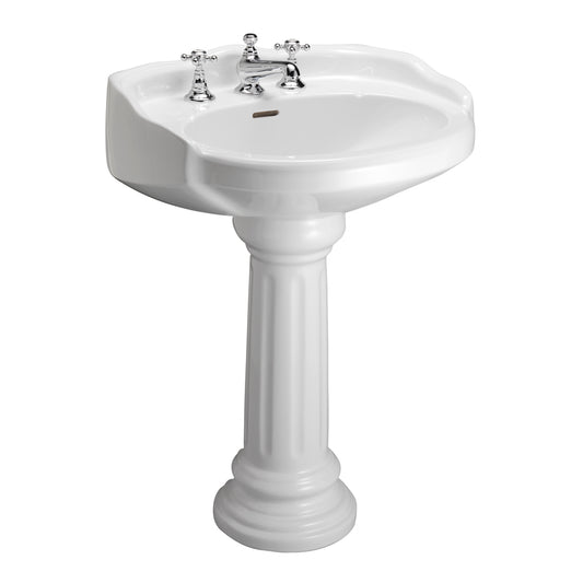 Victoria Pedestal Bathroom Sink White for 8" Widespread