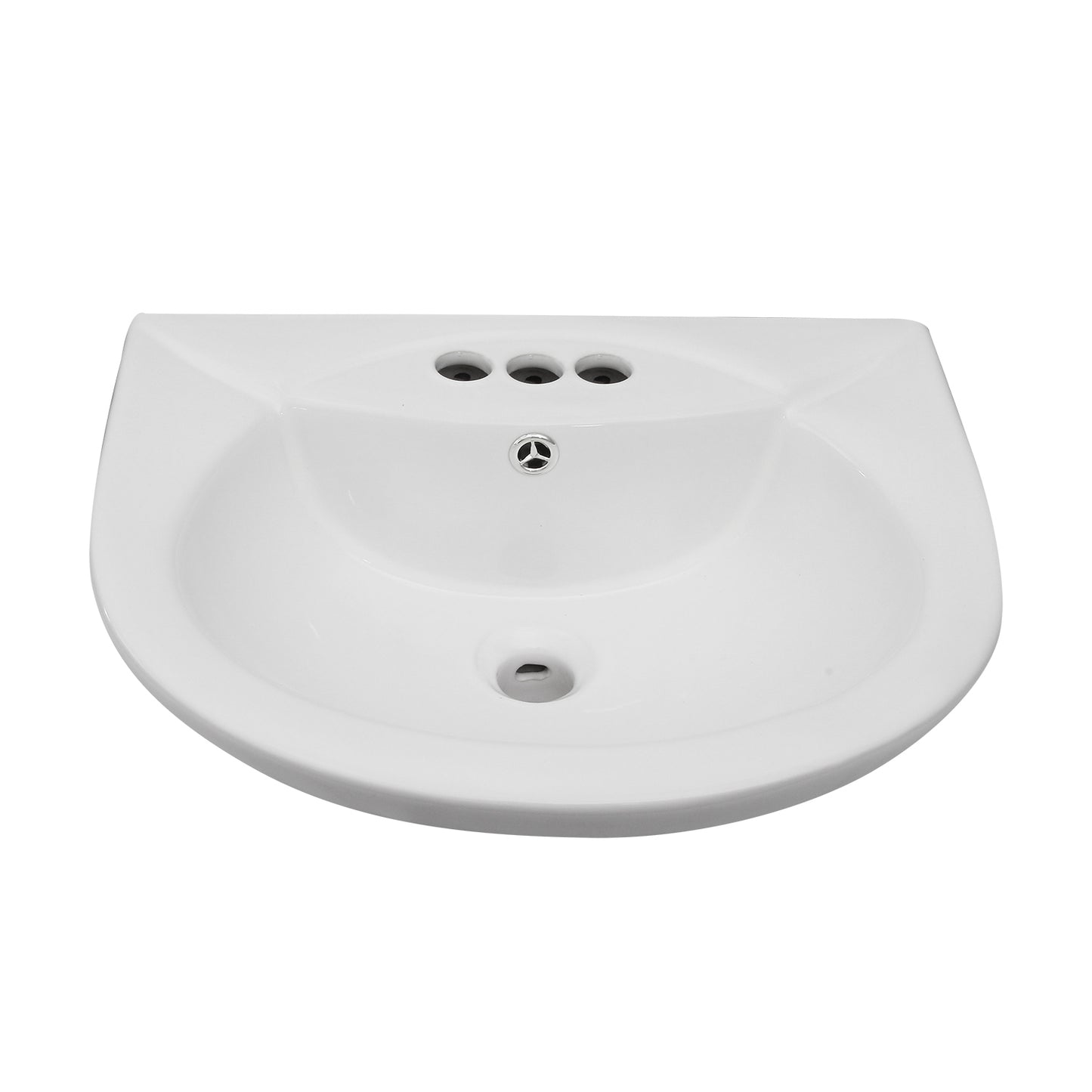 Banks Pedestal Bathroom Sink White for 4" Centerset