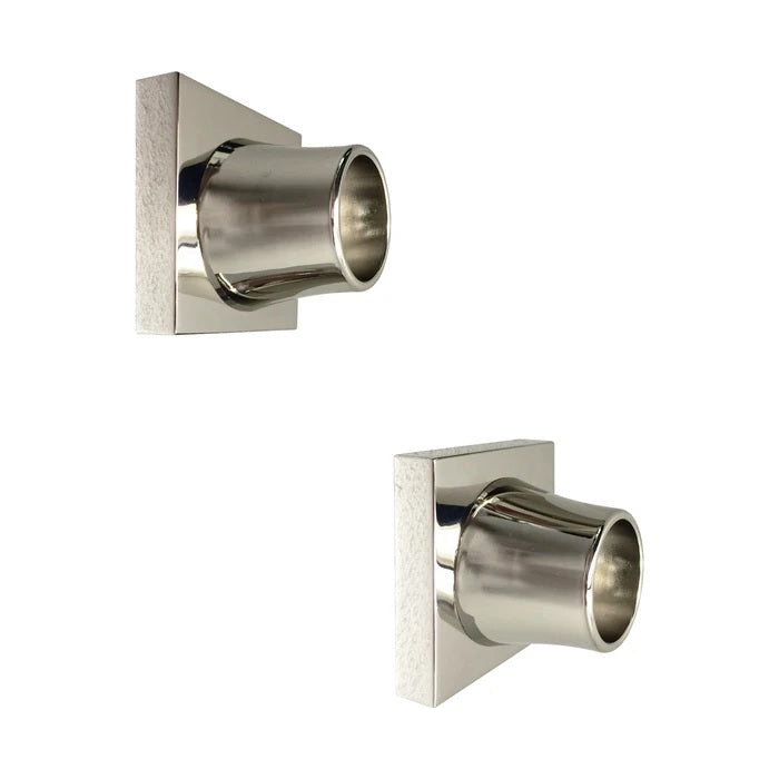 Decorative Square Shower Rod Flange (Pair) 1" ID Polished Nickel