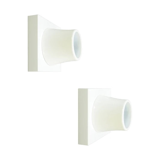 Decorative Square Shower Rod Flange (Pair) 1" ID White