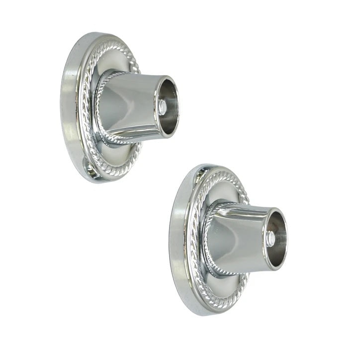 Decorative 2-7/8" Round Shower Rod Flange (Pair) 1" ID Polished Chrome