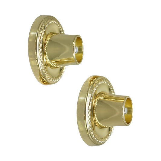 Decorative 2-7/8" Round Shower Rod Flange (Pair) 1" ID Polished Brass
