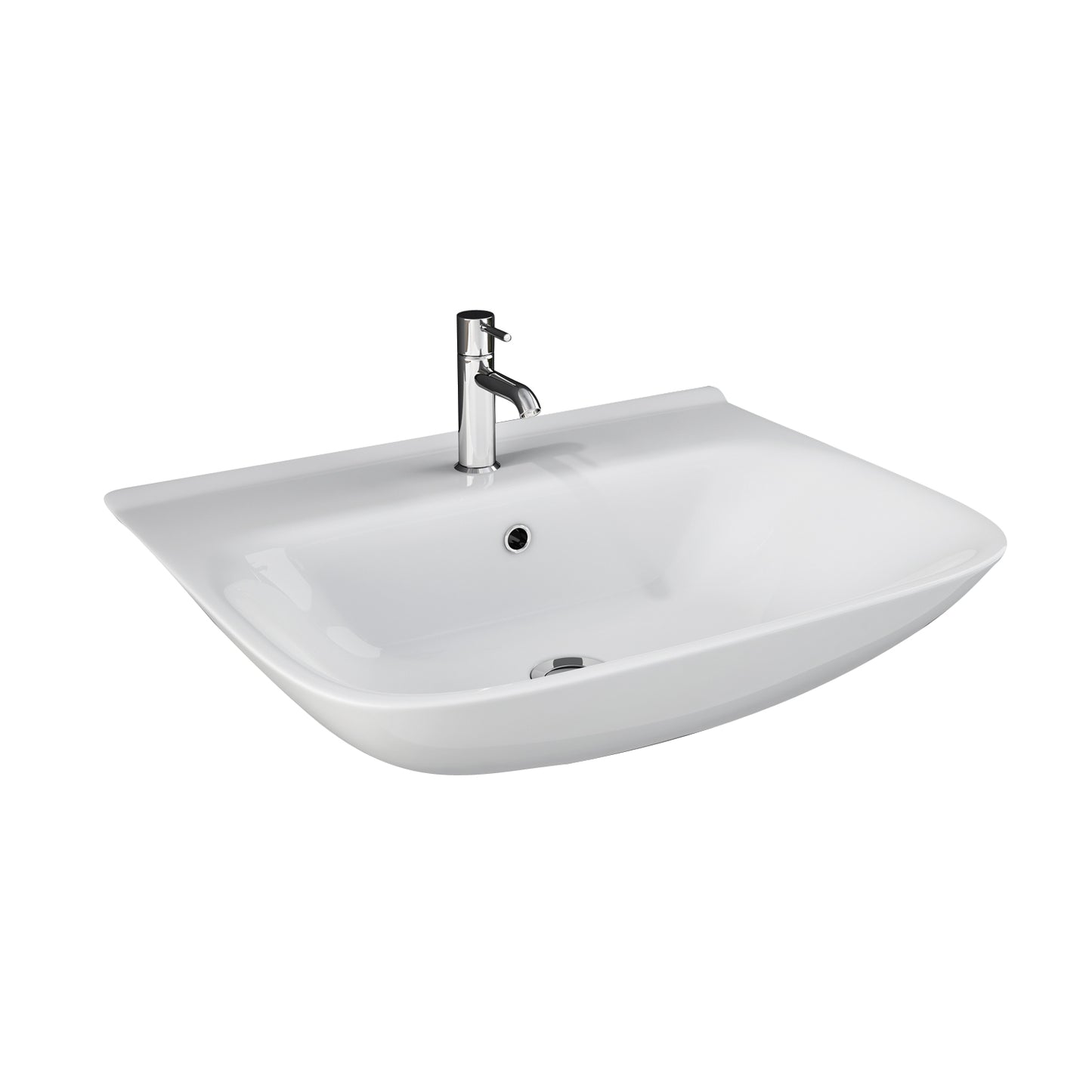 Eden 450 Wall Hung Bathroom Sink with 1 Faucet Hole White