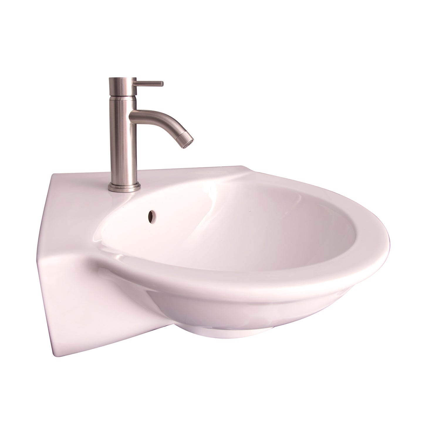 Evolution Corner Wall Hung Bathroom Sink 1 Faucet Hole Bisque