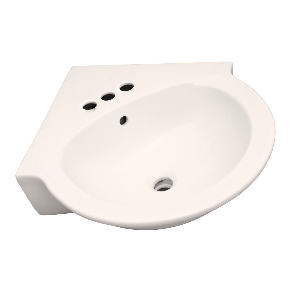 Evolution Corner Wall Hung Bathroom Sink 4" Centers Bisque