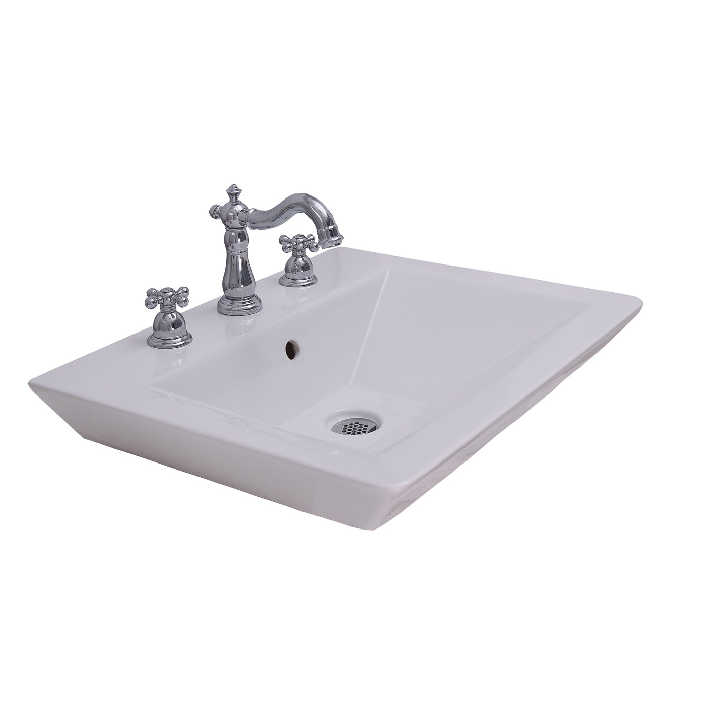 Opulence 23" Wall Hung Sink White Rectangular Bowl 8" Widespread